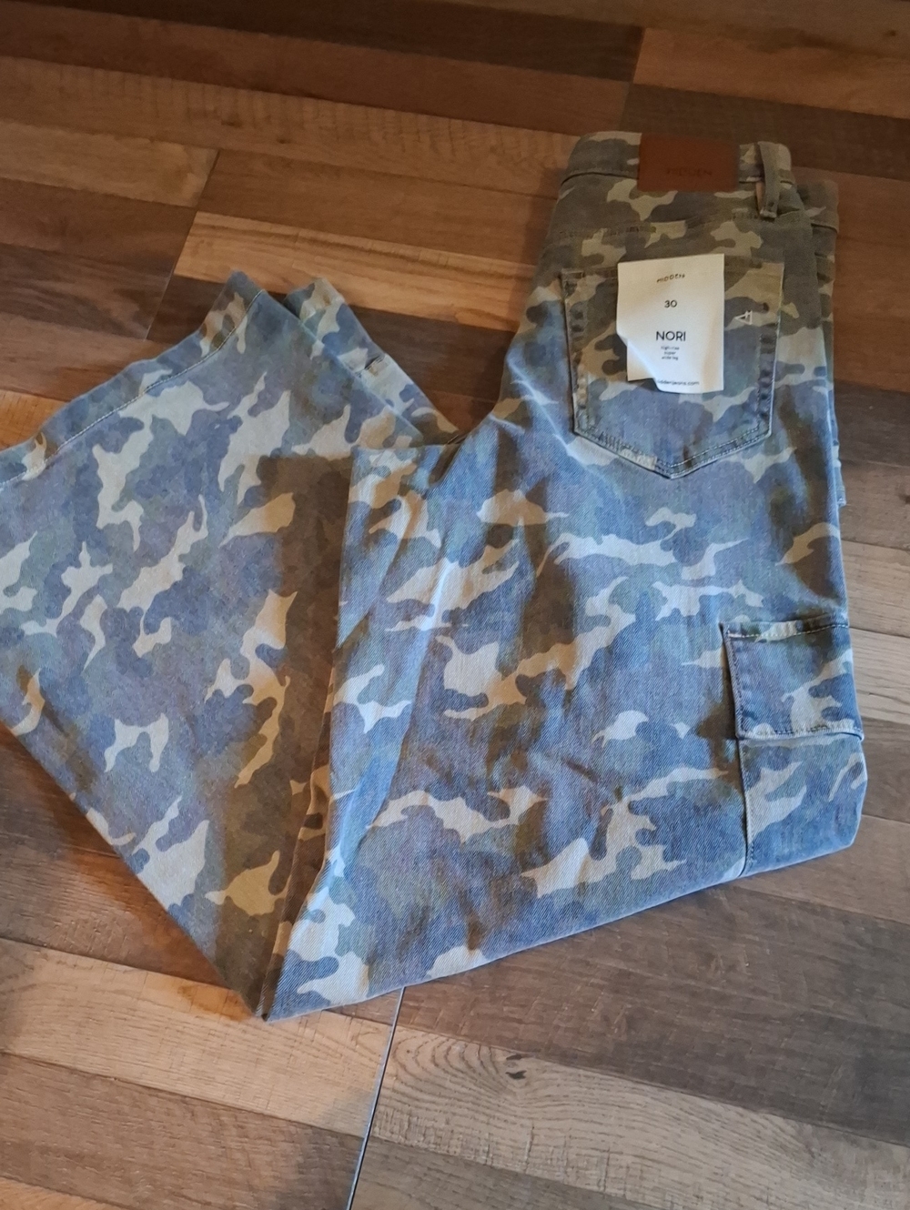 NOR Women's Flare Wide-Leg Jeans in Green Camouflage